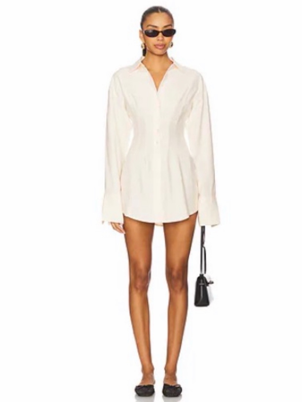 ALL THE WAYS Charitie Button Up Mini Dress Cream XXS